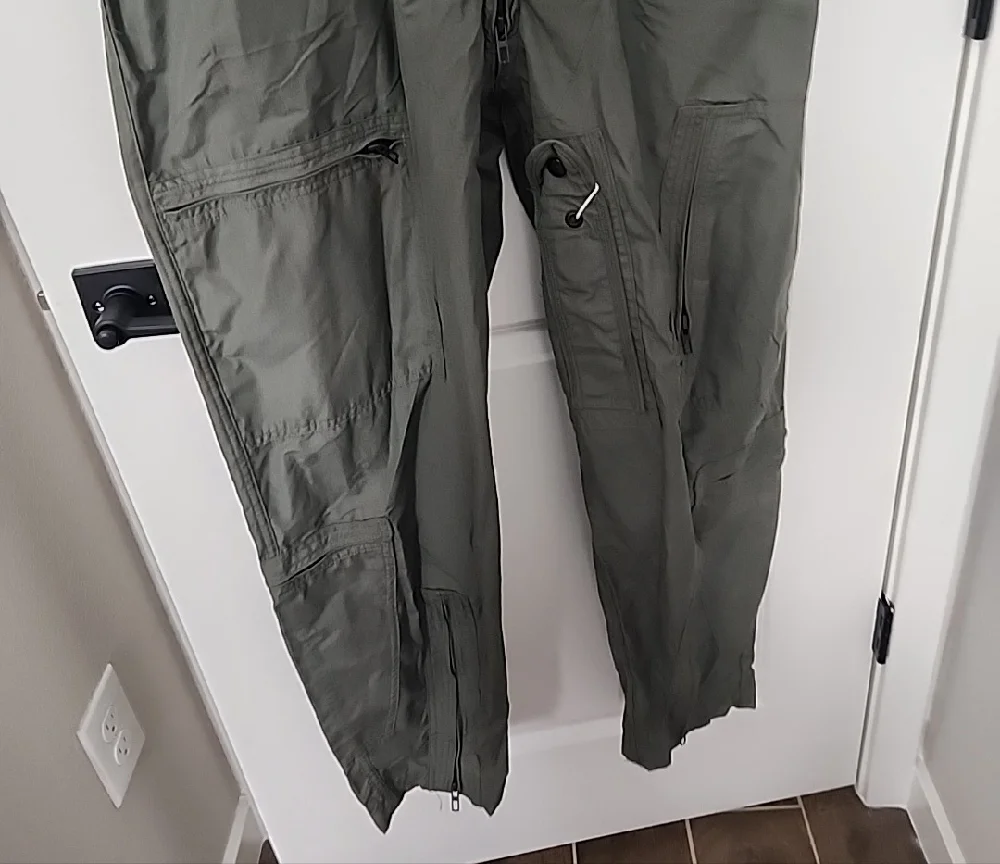 Mens' Military OD Green Coverall Flight Jumpsuit Fire Resistant Size 46R *New*